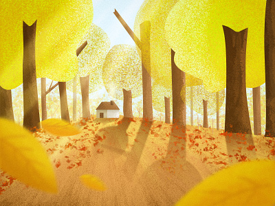 The Fall design illustration invite yellow