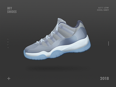 The AirJordan 11 Low Cool Grey