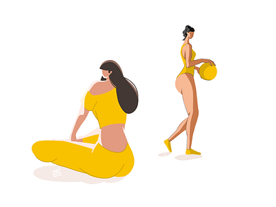 Yellow girl character girls illustrations stretch girl