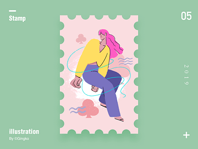 Stamp5 girl illustration