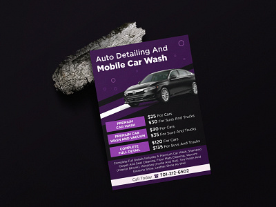 Auto Detailing And Mobile Car Wash Price Menu Flyer Template