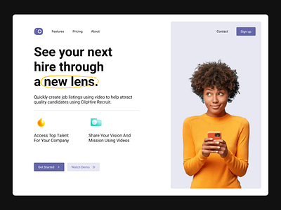 ClipHire - Landing page app appdesign branding design ui ux website