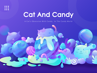1 cat and candy animation banner design flat illustration ui web