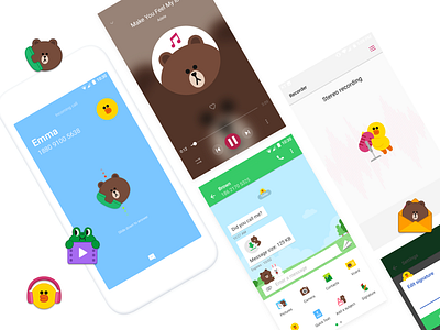 LINE FRIENDS Smart phone for kids app character design icon ui