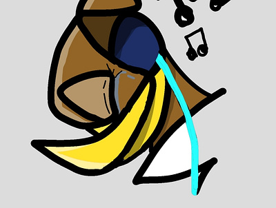 Duck crying with song illustration logo