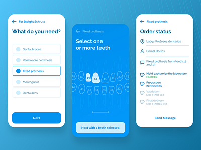 Dental prosthesis purchase app for dentists clinical dentist mobile ui