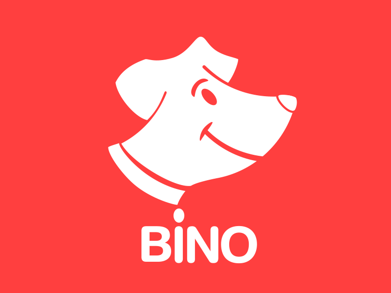 Bino - logo for dog training app 2d bino branding dog icon monochromatic proportion