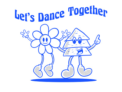 Let's Dance Together cartooncharacter design illustration logo mascot retro cartoon vintage