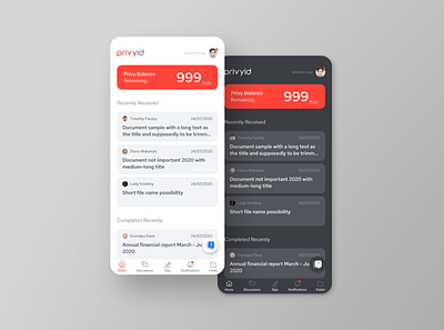 Simplify Daily Practice - PrivyID App dark dashboard light practice privyid rework simple simplify ui ux