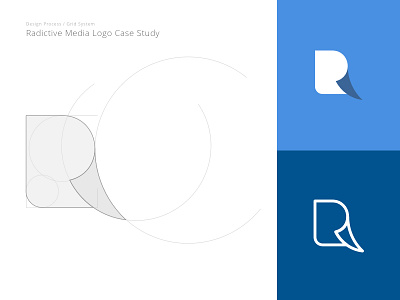 Radictive Media Logo Design Process design process geometry concept grid system line logo logo