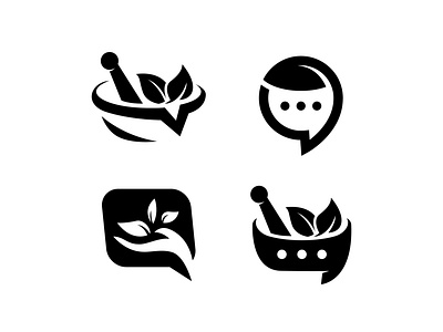 Herb-Chat logo design alternative concepts apps brand designer chat chating consulting logo drugs herb herbal icon identity jamu leaf leaf logo logo modern moeslem nature solution symbol traditional