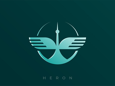 Heron airplane animal bird brand circle cool creative design elegant fly flying heron identity illustration logo luxury modern shape wing wings