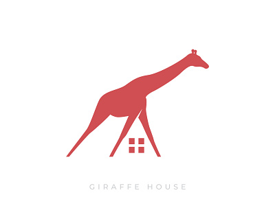Giraffe House abuzayd brand childish cool creative design elegant fun giraffe home house icon idea identity illustration kids logo roof unique window
