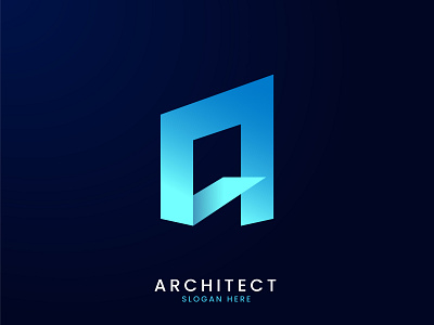 Initial A a abuzayd architect architecture blue brand building creative design elegant gradient icon idea identity illustration initial letter logo modern symbol