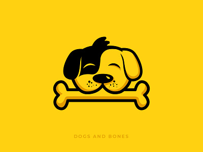 Dogs and bones abuza animal bone care cat creative cute design dog funny idea inspiration pet shop yellow