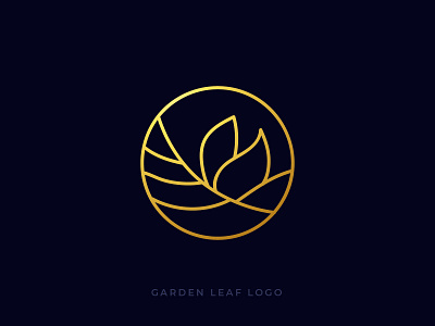 Garden Leaf Logo abuza agricultural badge bio circle design elegant farm gold inspiration leaf leaves line logo luxury minimalist modern monocline park shape