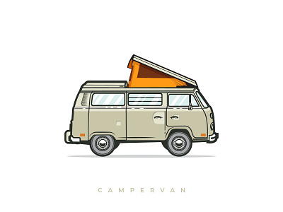 Campervan camp campervan camping car combi creative design illustration logo travel van vector vw