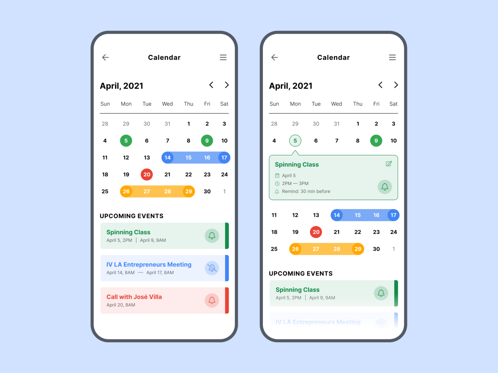 Callendar App by Guilherme Behling on Dribbble