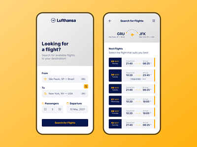 Lufthansa App UI Concept airline app clean flight flight booking lufthansa minimalism minimalist plane ticket ui