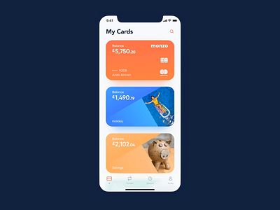 Monzo mobile app concept animation app bank bank app concept design finance finance app gif ios mobile monzo re design redesign ui ux wallet
