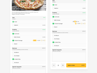 Pizza Side Selection add add new checkout order pizza pizza menu pizza side restaurant selection ui ui ux uiux