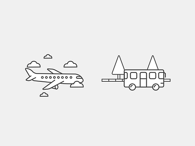 Coach Bus & Plane Pictograms