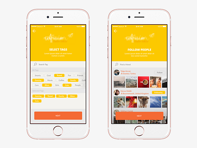 Select tag & follow list app clean follow ios people signup tags ui