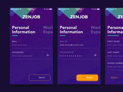 Zenjob Sign Up Process design experience login process registration signup synce ui zenjob
