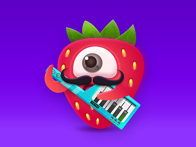 Keyboard band cute fruits game guitar keyboard music mustache strawberry team