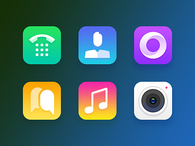 Default Icon Design browser camera color colorful contact dial gradient icon messages music phone player