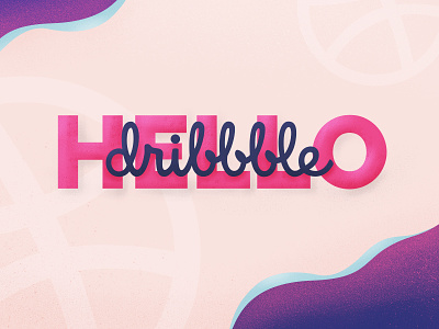 Hello Dribbble ! debut design dribbble first shot hello illustration pink