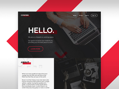 Cowork Landing Page coworking design landing page minimalistic page space ui web webdesign