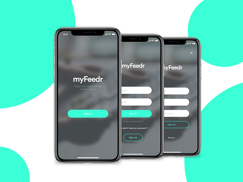 DailyUI - myFeedr Sign in mockup user interface challenge iphone xd adobe ui application mobile design dailyui