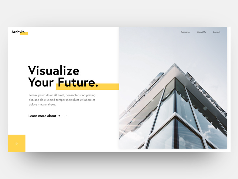 Archviz Landing Page fullscreen fullpage design web page landing archviz