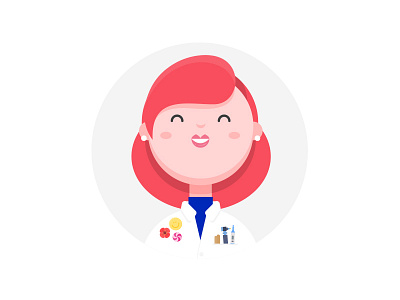 Pediatrician character flat illustration persona profile
