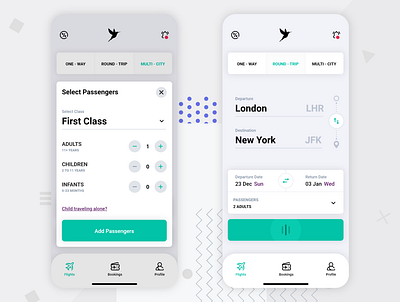 Flights App UI Kit app concept mobile app ui ui design ui ux ux ux design