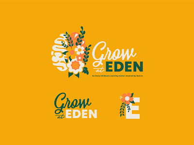Grow at Eden brain branding childcare color design eden icon identity illustration logo logos logotype nature type typography vector