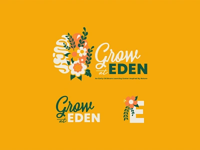 Grow at Eden brain branding childcare color design eden icon identity illustration logo logos logotype nature type typography vector