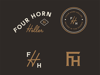 Four Horn Holler: Branding System branding color design logo logomark logos ram rustic sheep farm system type typography vector