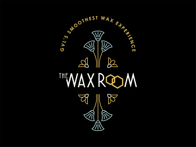 The Wax Room art deco badge bee color design flowers illustration local logo merchandise minimal seal shirt design typography vector waxing