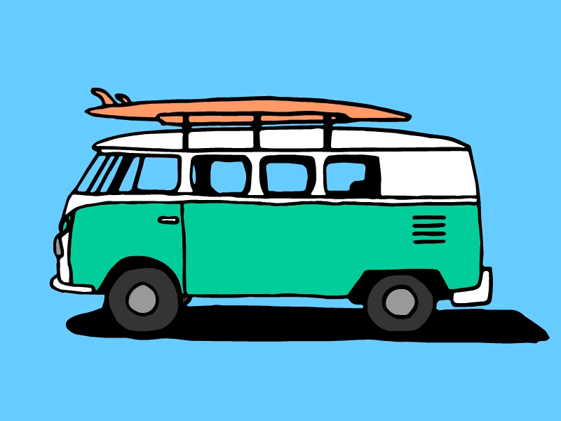 Volkswagen Bus animation bus design graphic design illustration road trip sketch surf volkswagen
