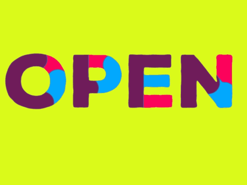 Open For Business! animation cheers color design fireworks freelance hire me motion graphics open typography
