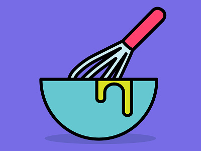 Recipe bowl color icon make minimal process recipe thick lines whisk