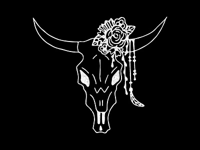 Logo Concept boho branding cow edgy flowers identity logo skull