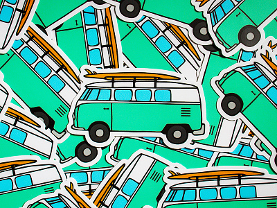 VW Stickers for sale hippie road trip sketches stickers travel van vw