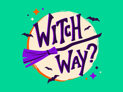 Halloween 2018: Witch Way? bats color design halloween icon illustration sketch vector witch