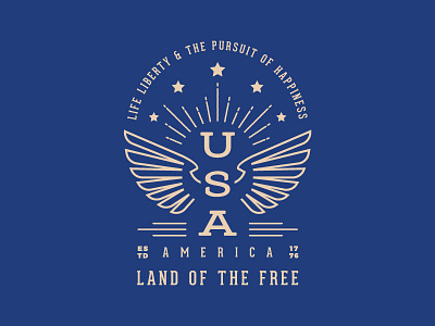 Happy 4th of July 4thofjuly america badge brave color design eagle free grateful holiday icon illustration independance day logo sketch type typography usa vector