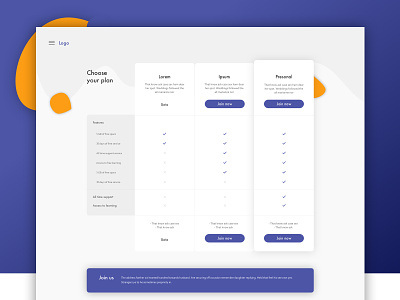 Finance website design interface minimal price table project sketch ui ux web design
