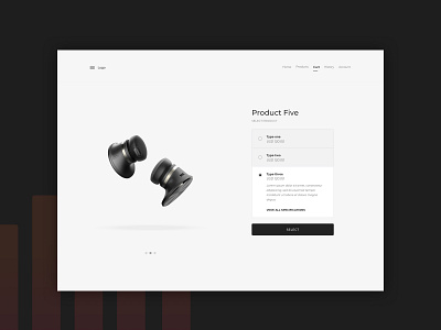 Microsite for Headphones cart checkout design interface microsite minimal project sketch ui ux web design