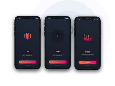 Headphone app onboarding app design interface minimal music app project sketch tracking ui ux